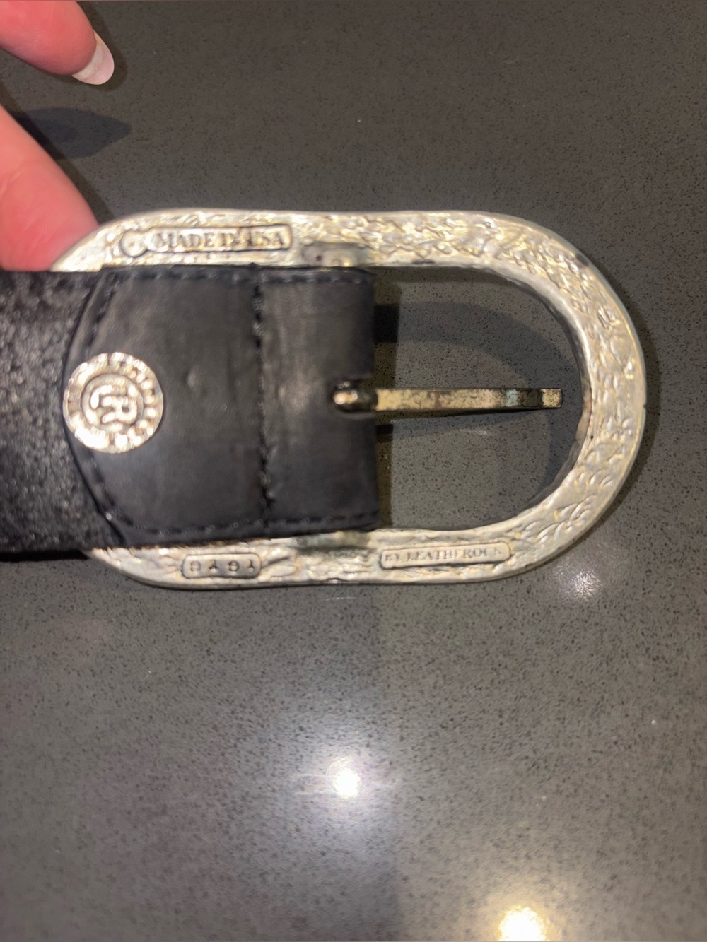 Leather Rock belt- woman’s- size 34 - Picture 3 of 4